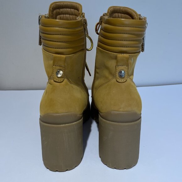 VTG Y2K Nine West Lace-Up Lug Sole Combat Boots Size 11M Beige Chunky Retro - Picture 4 of 12